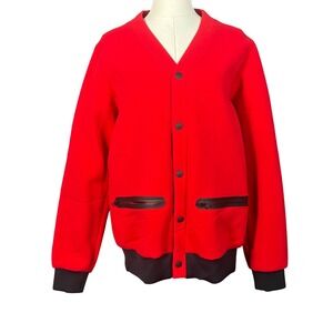Fumito Ganryu Mens Red Water Resistant Button Cardigan Jacket Medium